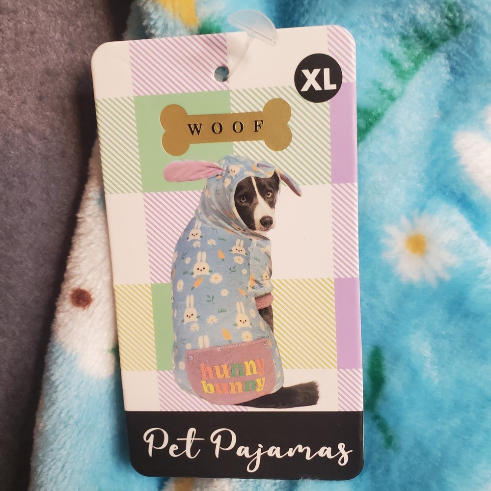WOOF XL Dog Pajama Full Costume HUNNY‎ BUNNY Easter Outfit with Ears NEW
